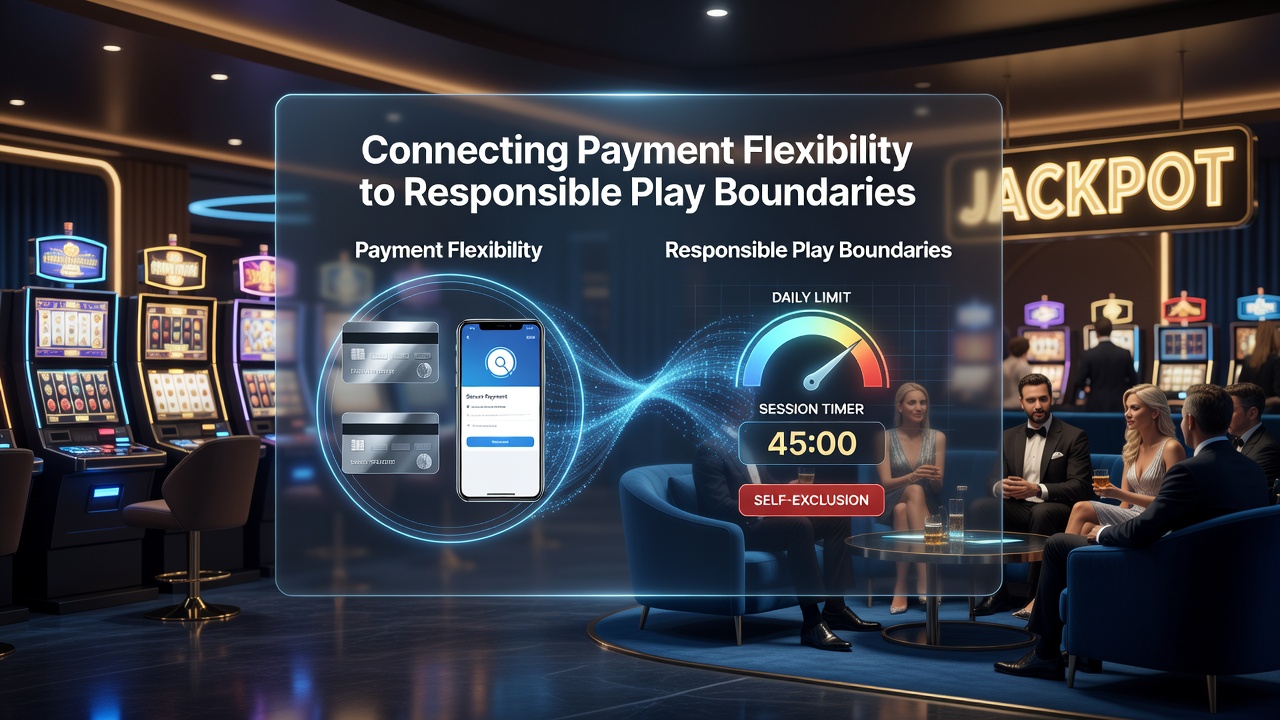 Diagram depicting payment flows linked to limit settings and player protection features in slot environments