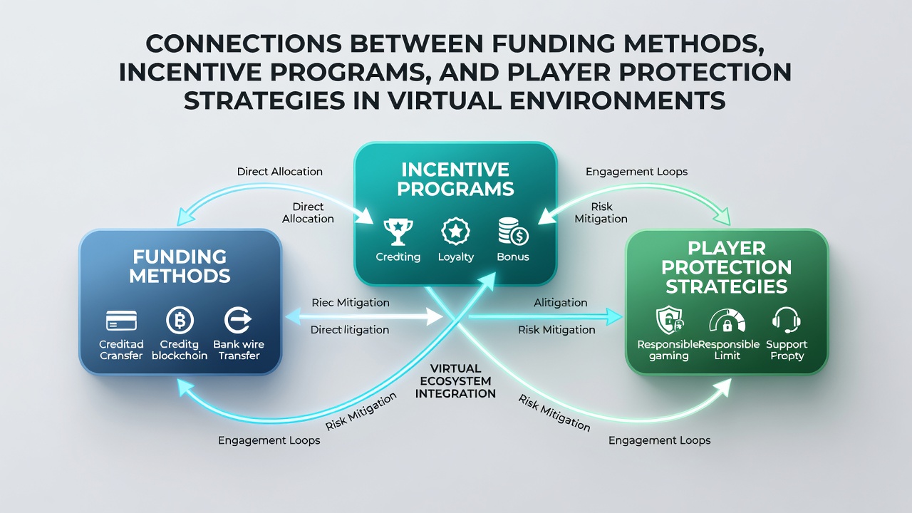 Diagram depicting how deposit methods feed into bonus eligibility while routing through player protection controls