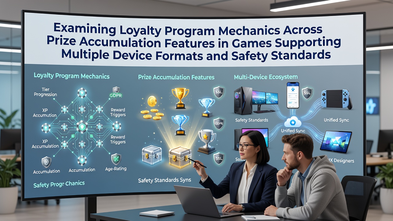 Loyalty program interfaces displayed across desktop and mobile game screens with reward tracking elements