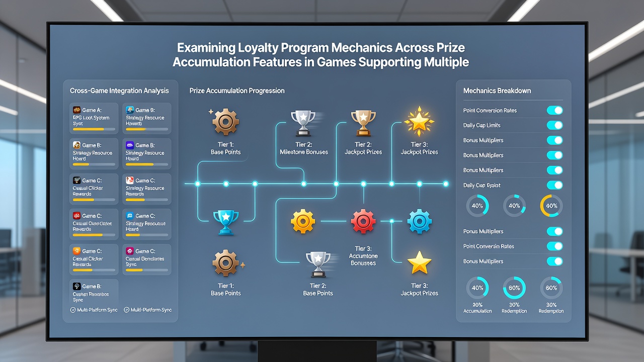 Cross-device loyalty tracking dashboard showing synchronized prize meters and tier status on tablet and smartphone