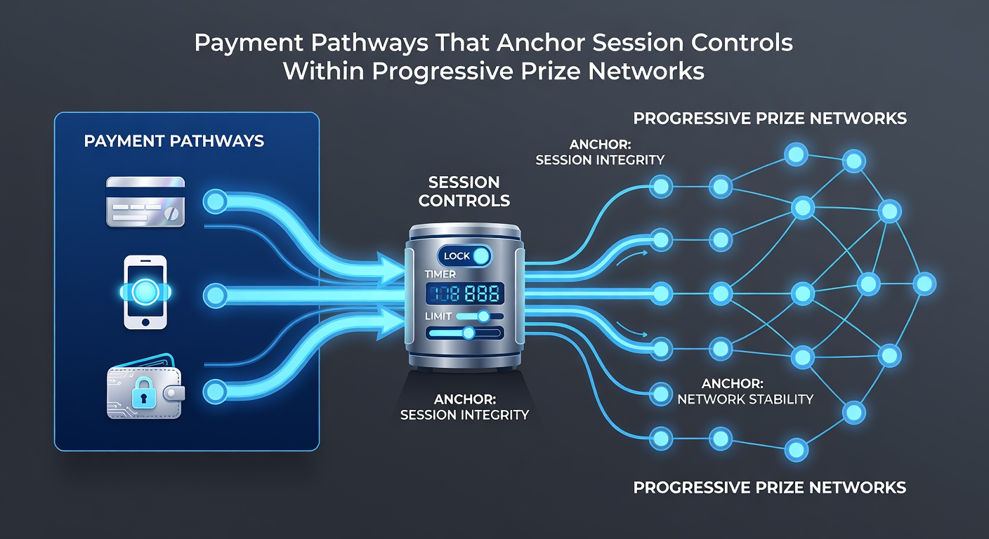 Illustration of secure payment flows supporting session management in jackpot networks