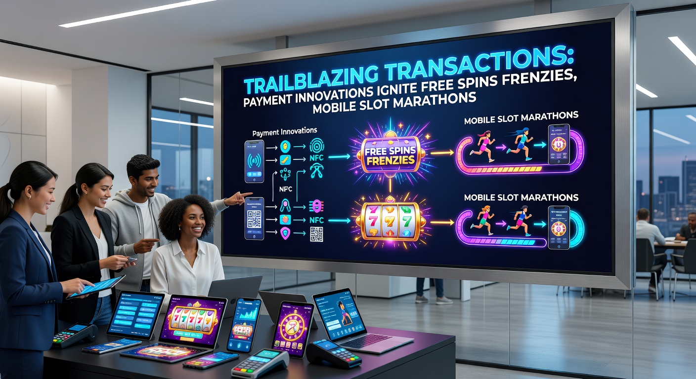 Dynamic scene of a smartphone screen bursting with slot reels, free spins notifications, and speedy payment confirmations during a marathon gaming session